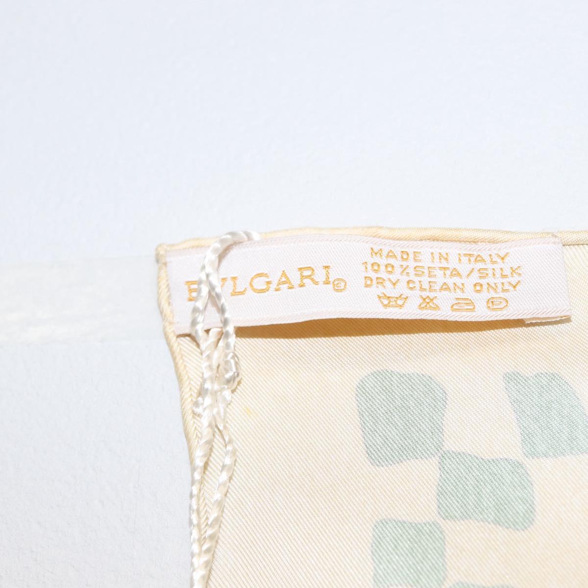 BVLGARI Hand Motif Scarf Silk ""Davide Pizzigoni"" Beige Auth BA10717V