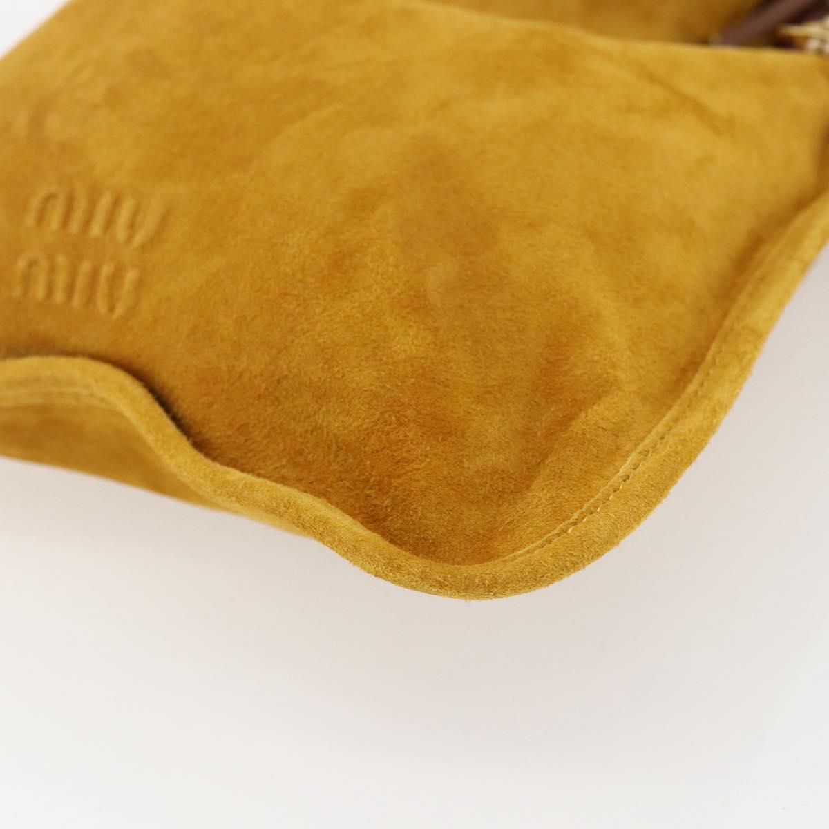 Miu Miu With Tricks Hand Bag Suede Yellow Gold Auth BA10723SM