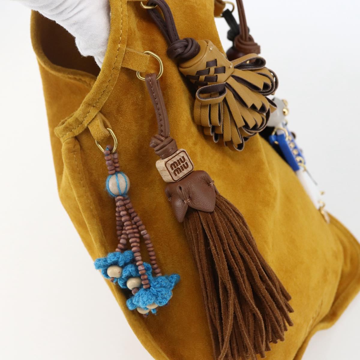 Miu Miu With Tricks Hand Bag Suede Yellow Gold Auth BA10723SM