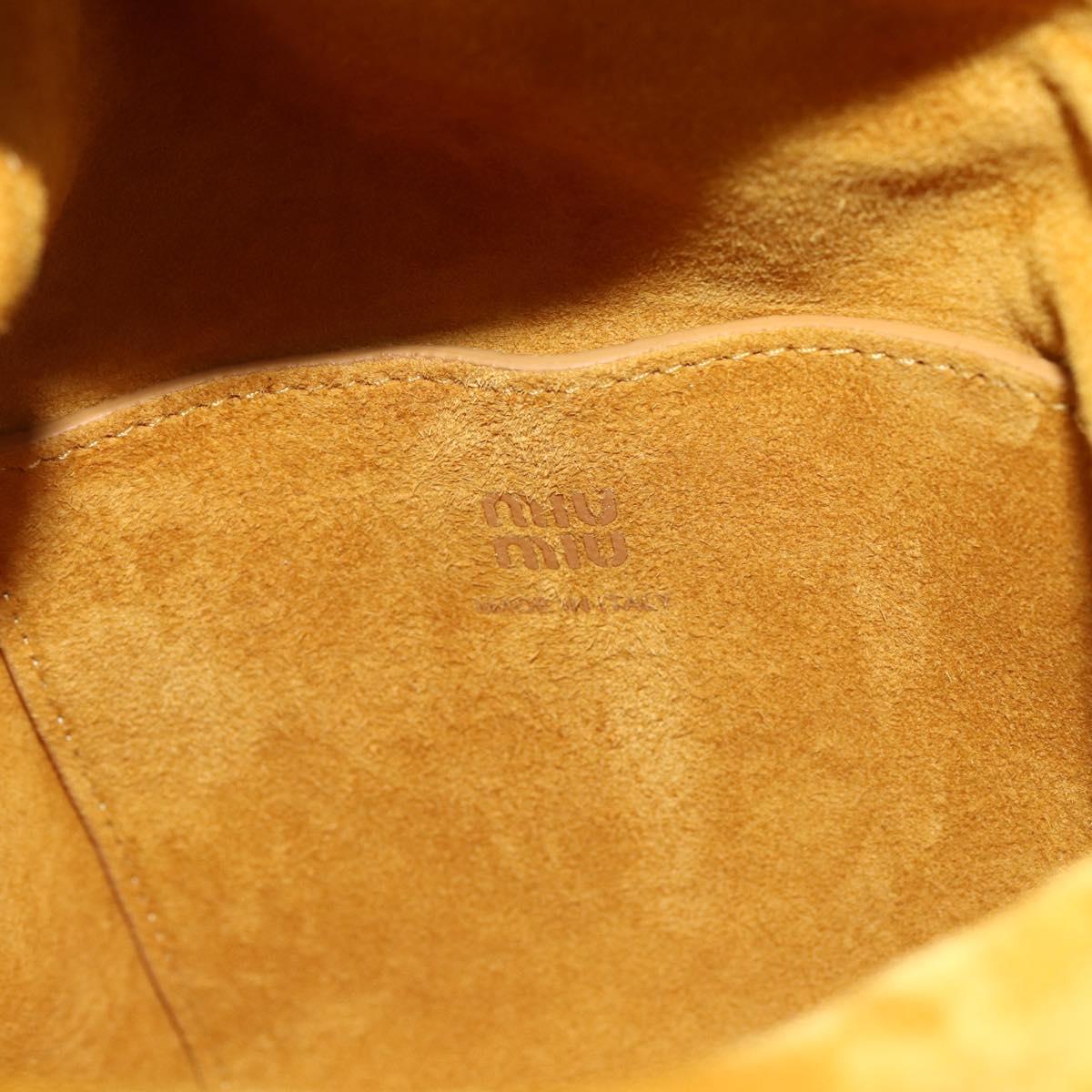 Miu Miu With Tricks Hand Bag Suede Yellow Gold Auth BA10723SM