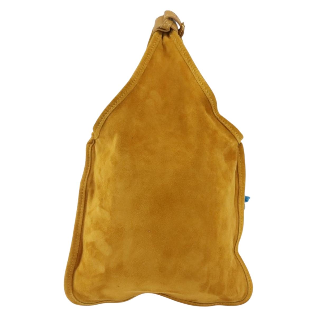 Miu Miu With Tricks Hand Bag Suede Yellow Gold Auth BA10723SM