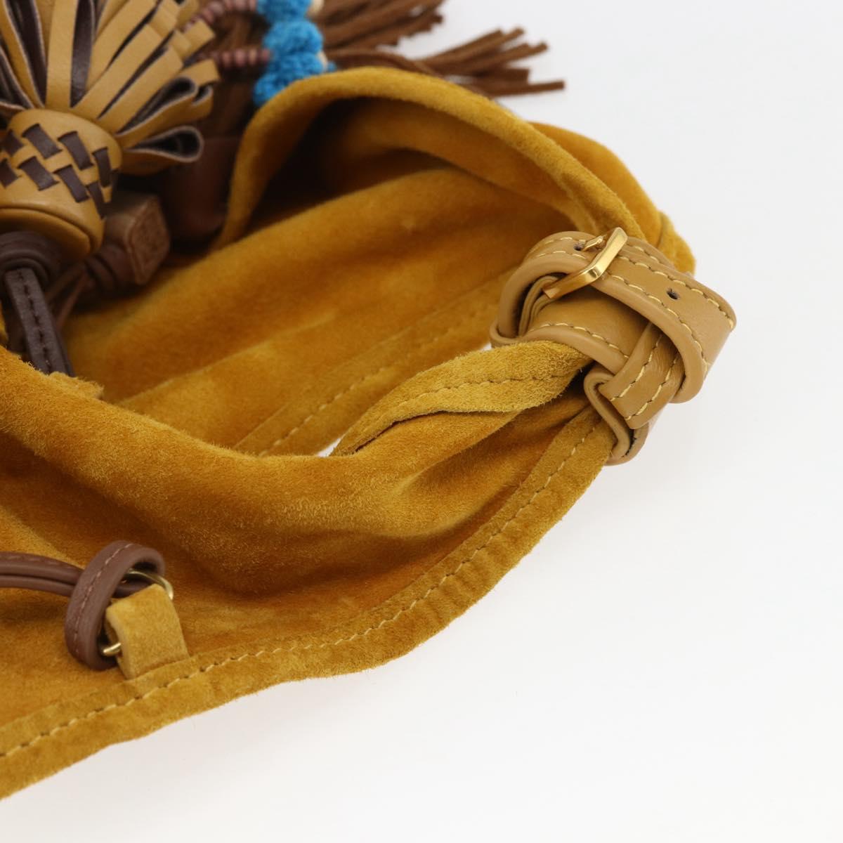 Miu Miu With Tricks Hand Bag Suede Yellow Gold Auth BA10723SM