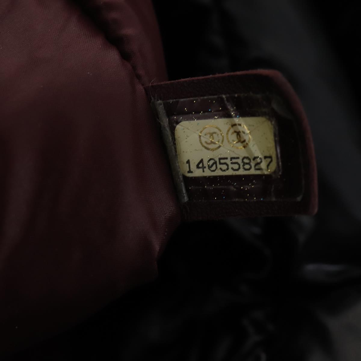 CHANEL Hand Bag Nylon Black Silver CC Auth BA10726