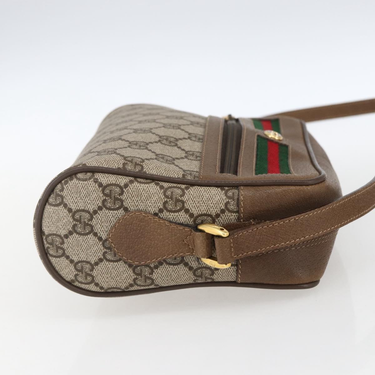 GUCCI GG Supreme Web Sherry Line Bag PVC Beige Gold 56 02 087 Auth BA10727