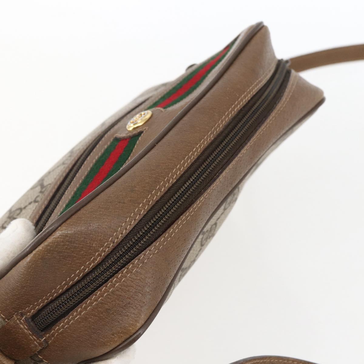 GUCCI GG Supreme Web Sherry Line Bag PVC Beige Gold 56 02 087 Auth BA10727
