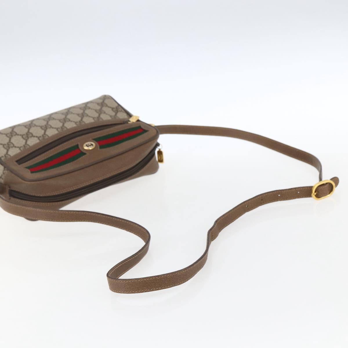 GUCCI GG Supreme Web Sherry Line Bag PVC Beige Gold 56 02 087 Auth BA10727