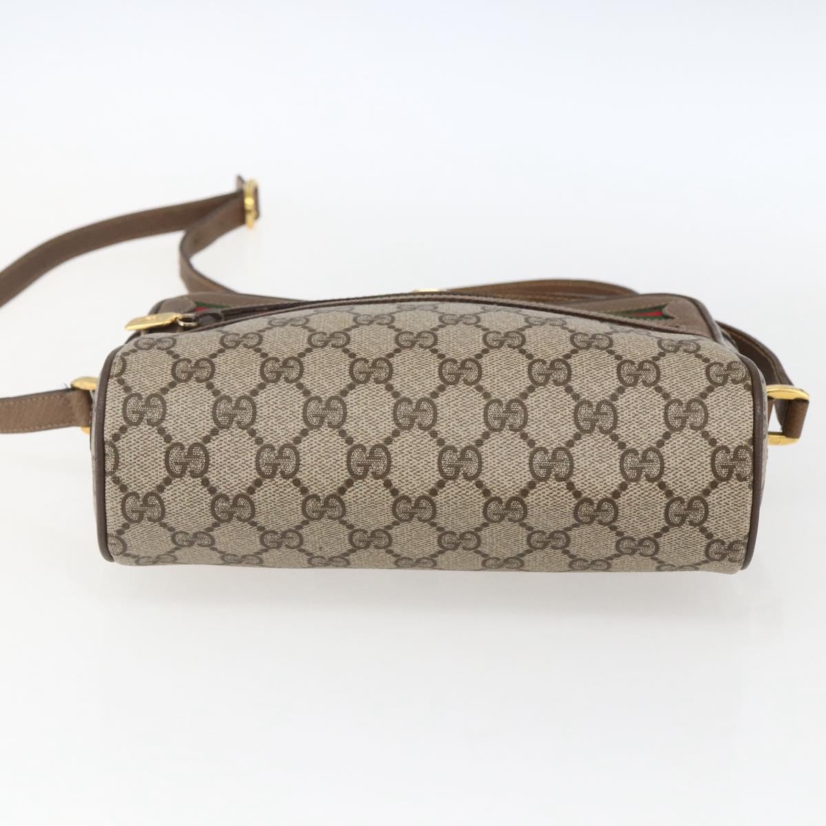 GUCCI GG Supreme Web Sherry Line Bag PVC Beige Gold 56 02 087 Auth BA10727