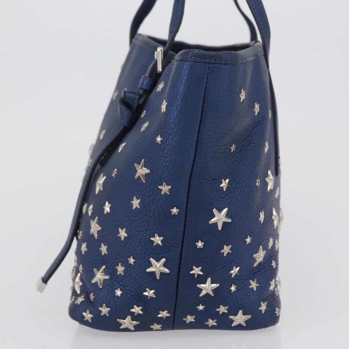 Jimmy Choo Tote Bag Leather Blue Silver Auth BA10728