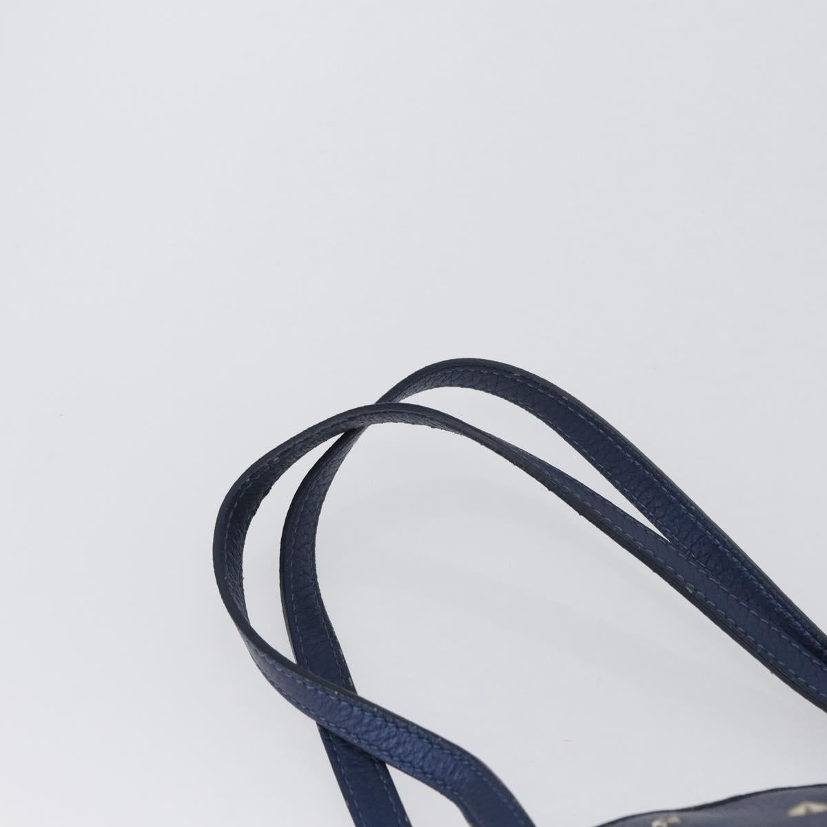 Jimmy Choo Tote Bag Leather Blue Silver Auth BA10728