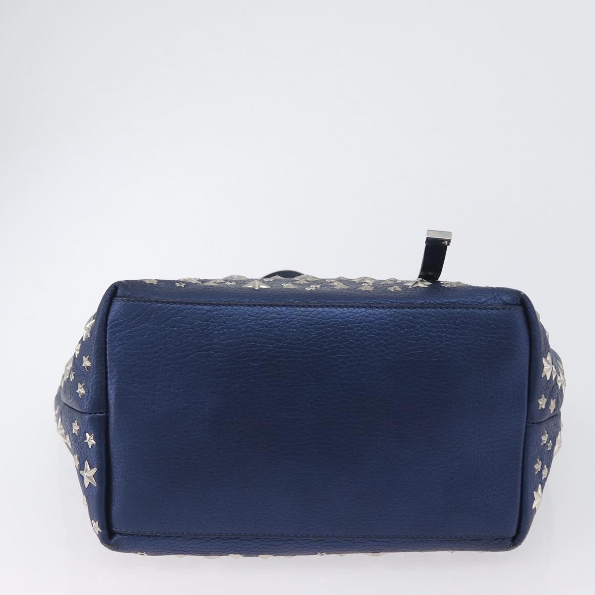 Jimmy Choo Tote Bag Leather Blue Silver Auth BA10728