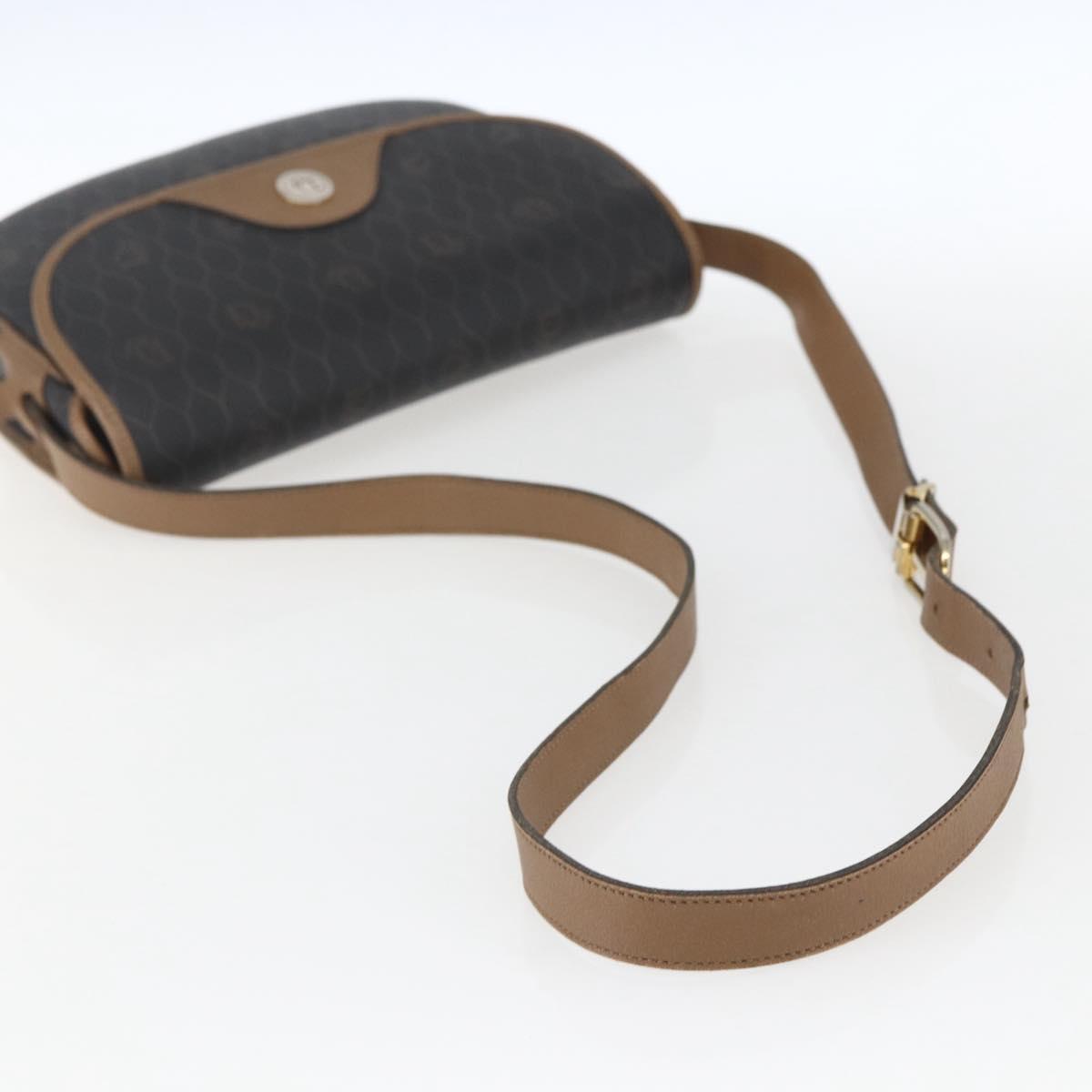 Christian Dior Honeycomb Canvas Shoulder Bag PVC Black Gold Auth BA10729