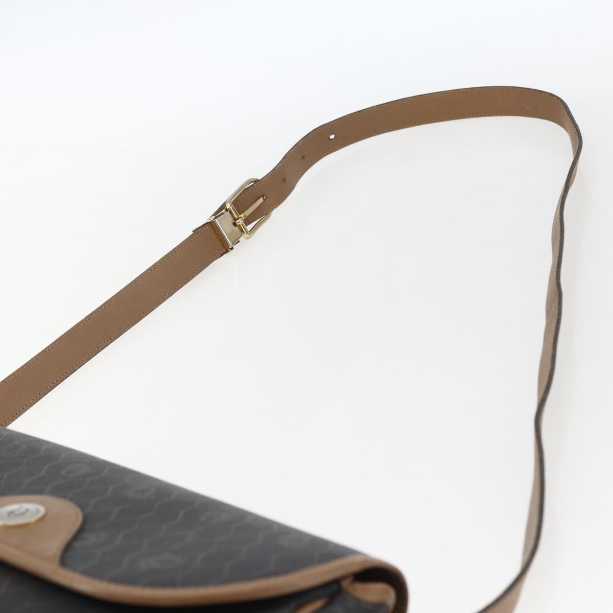 Christian Dior Honeycomb Canvas Shoulder Bag PVC Black Gold Auth BA10729