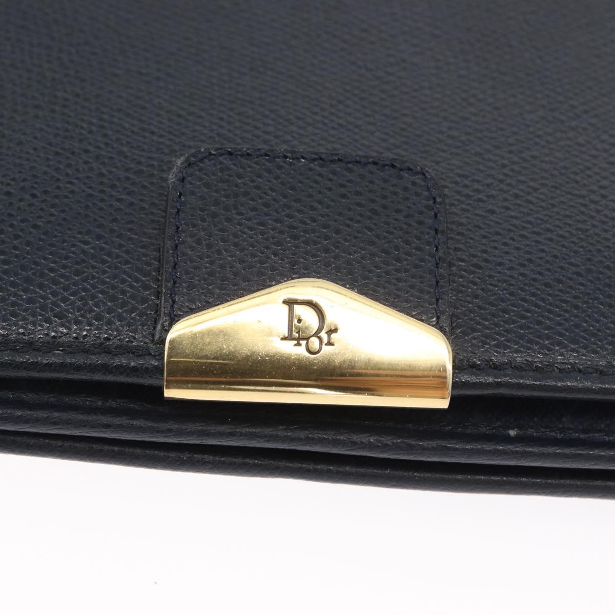 Christian Dior Honeycomb Canvas Chain Shoulder Bag PVC Navy Gold Auth BA10730