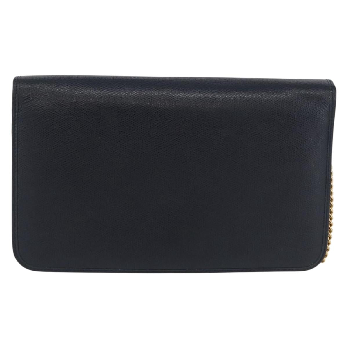 Christian Dior Honeycomb Canvas Chain Shoulder Bag PVC Navy Gold Auth BA10730