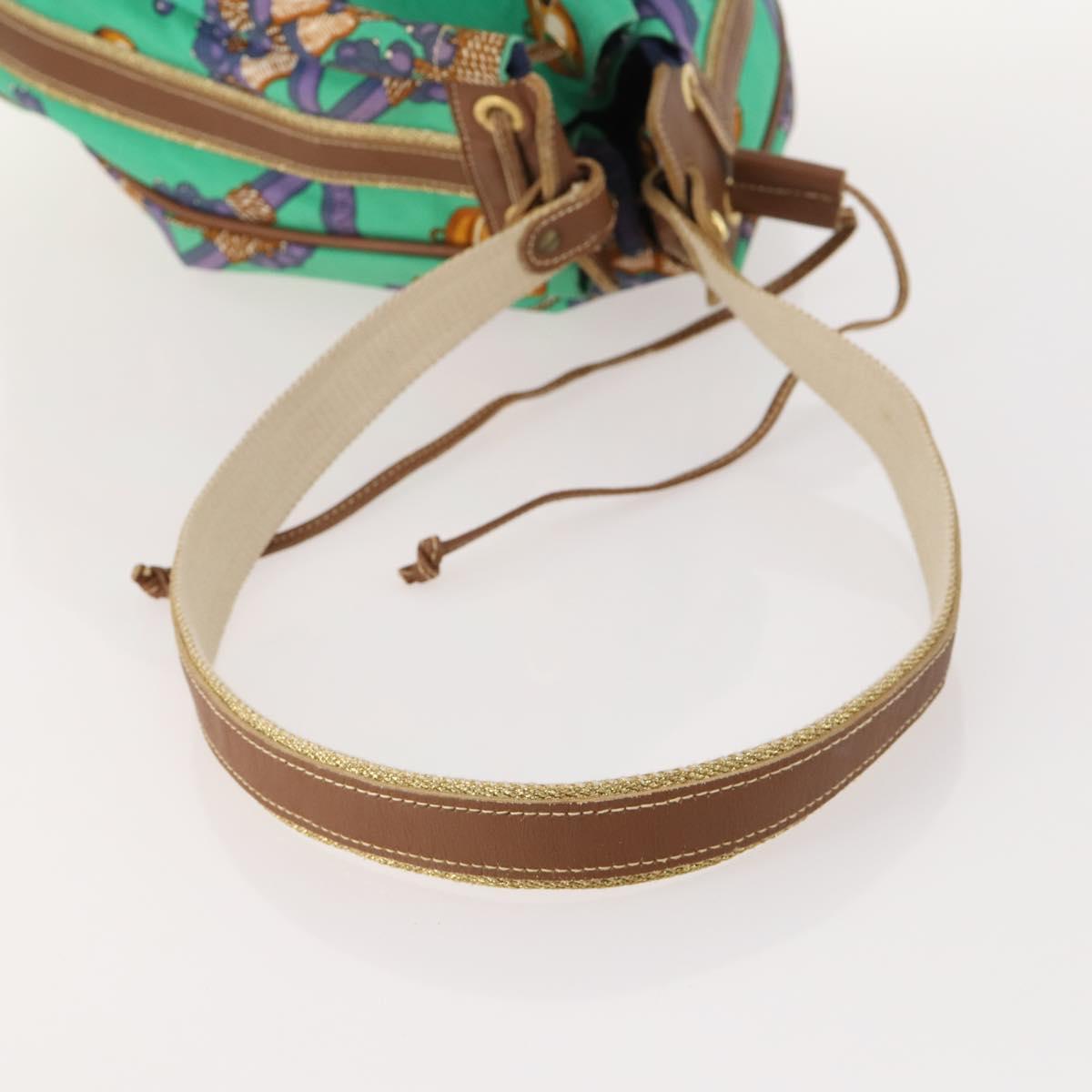LOEWE Shoulder Bag Canvas Green Gold Auth BA10740