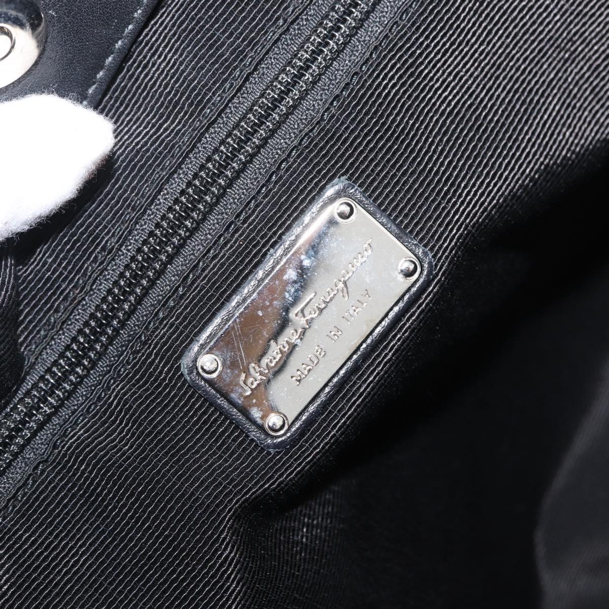 Salvatore Ferragamo Vala Tote Bag Nylon Black Silver Auth BA10741
