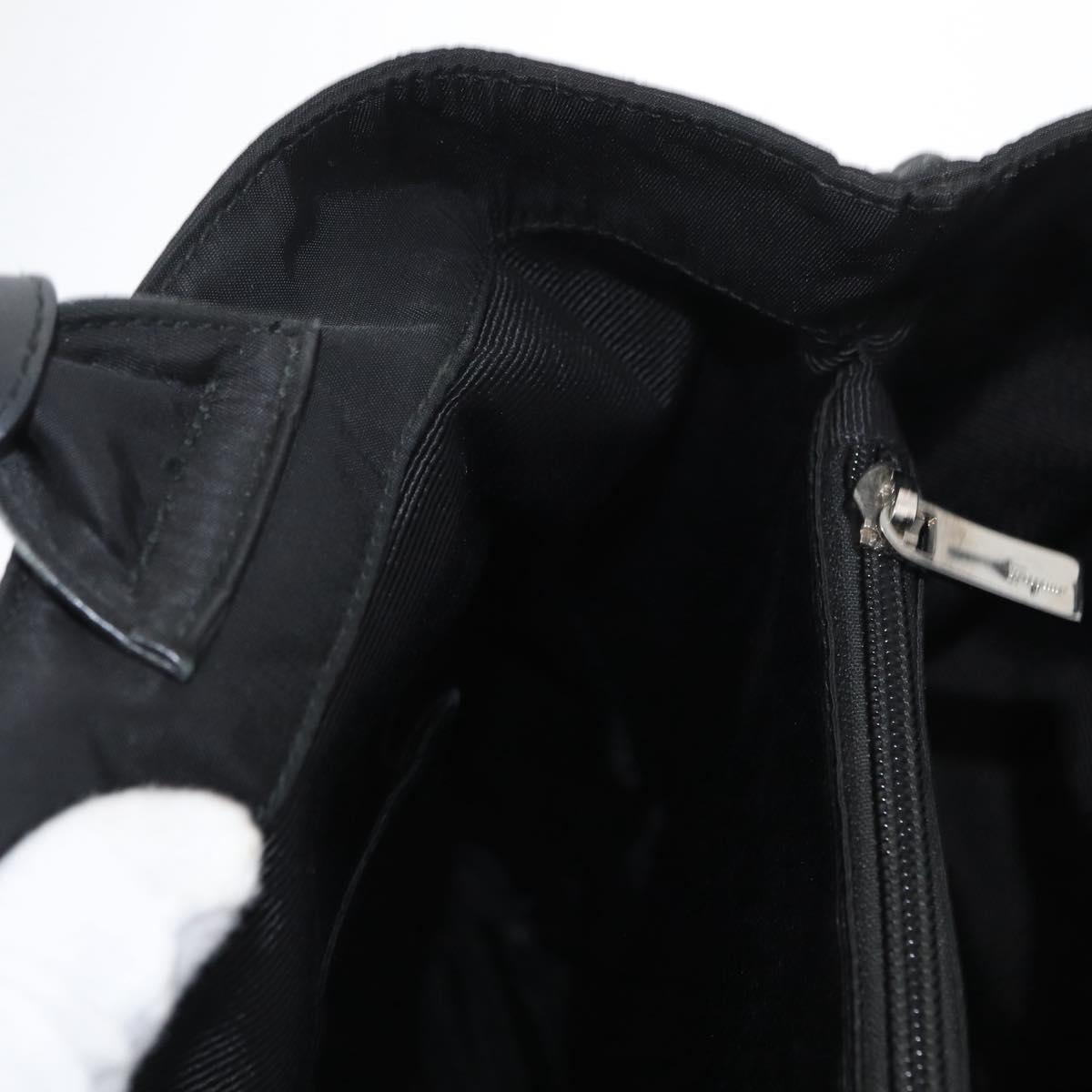 Salvatore Ferragamo Vala Tote Bag Nylon Black Silver Auth BA10741