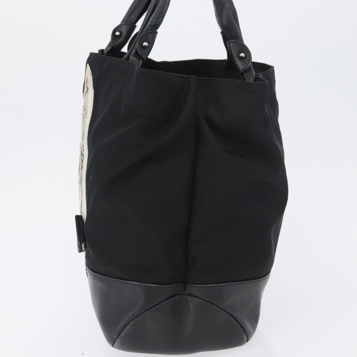 Salvatore Ferragamo Vala Tote Bag Nylon Black Silver Auth BA10741
