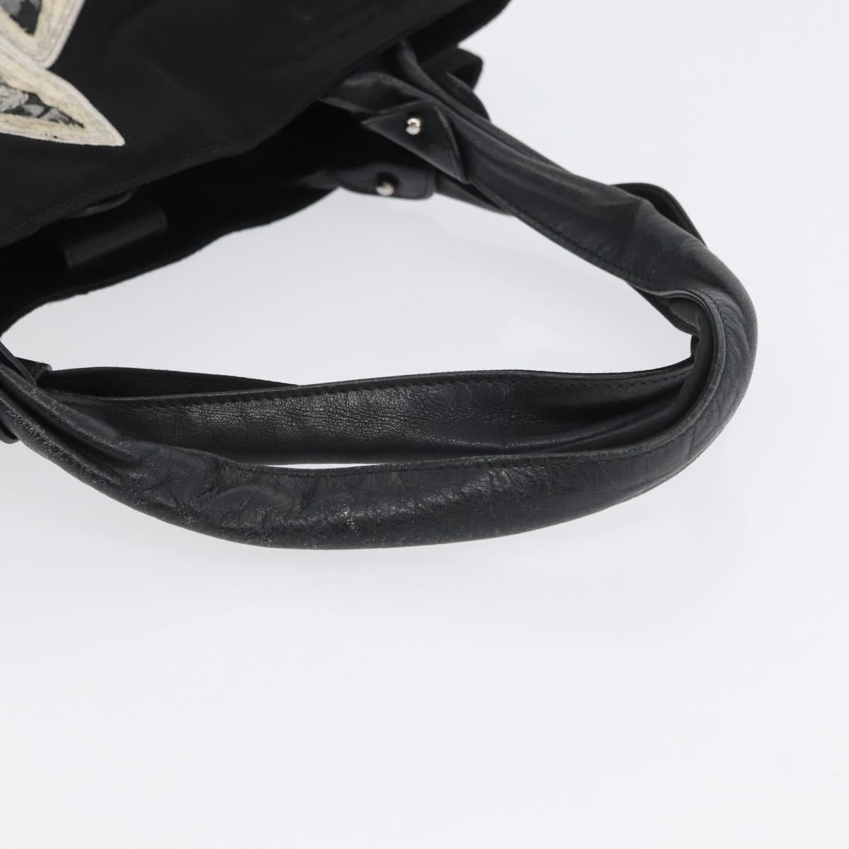 Salvatore Ferragamo Vala Tote Bag Nylon Black Silver Auth BA10741