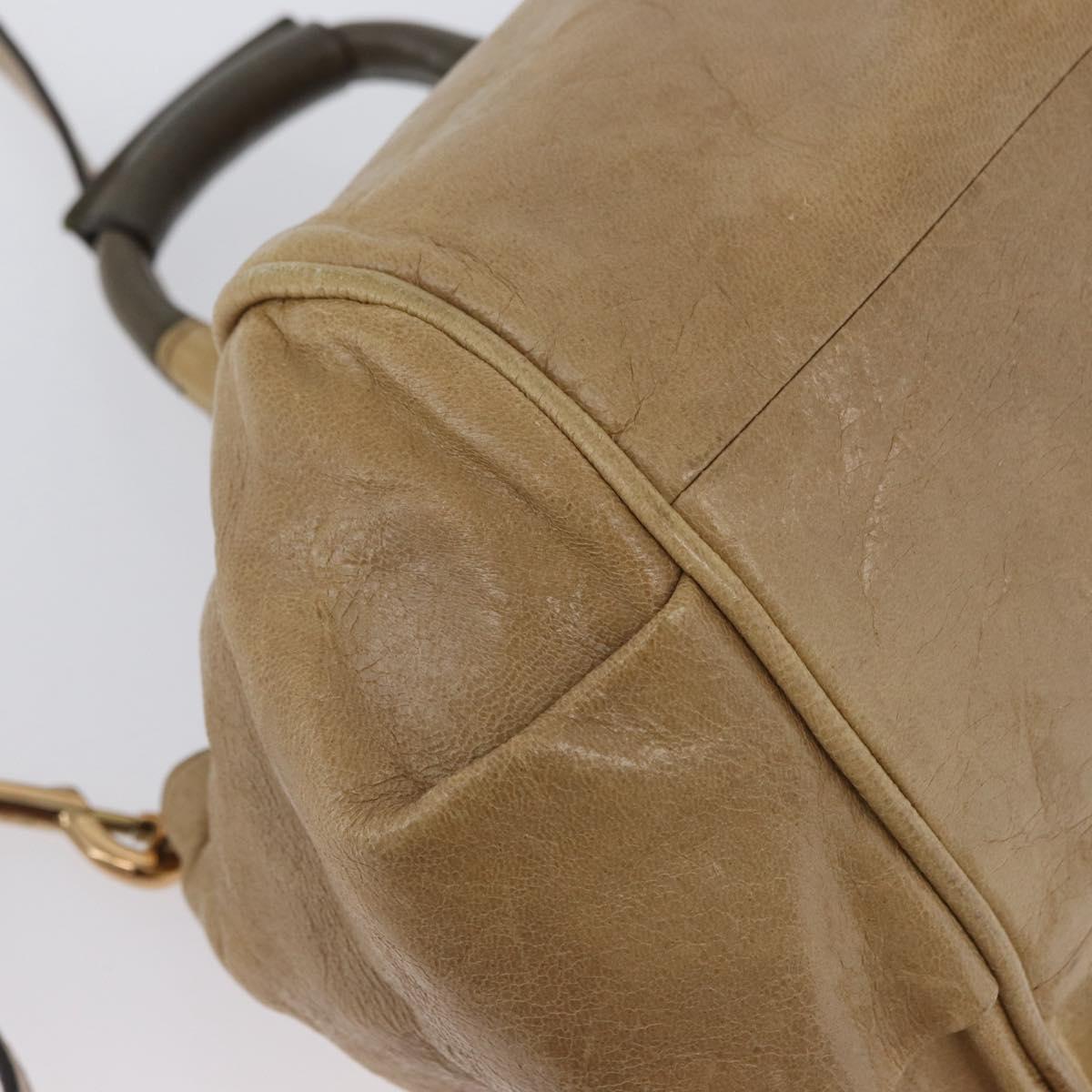Chloe Etel Hand Bag Leather 2way Beige Gold Auth BA10742