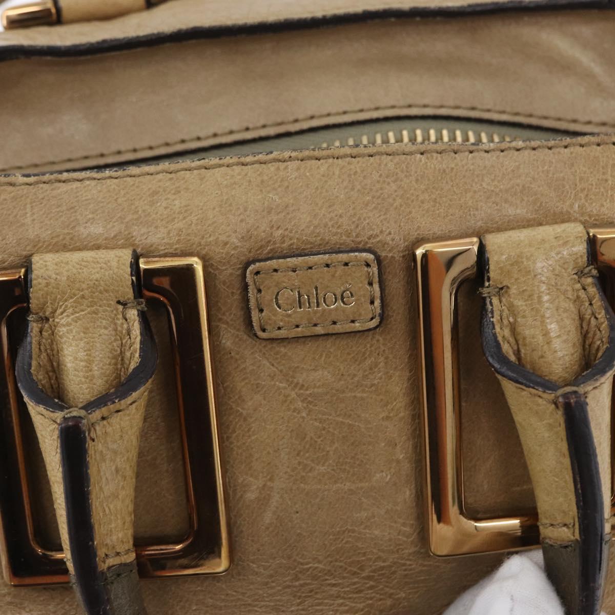 Chloe Etel Hand Bag Leather 2way Beige Gold Auth BA10742
