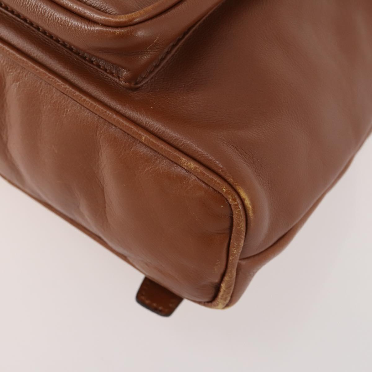 GUCCI Bamboo Backpack Leather Brown Gold 003 1705 0030 Auth BA10744