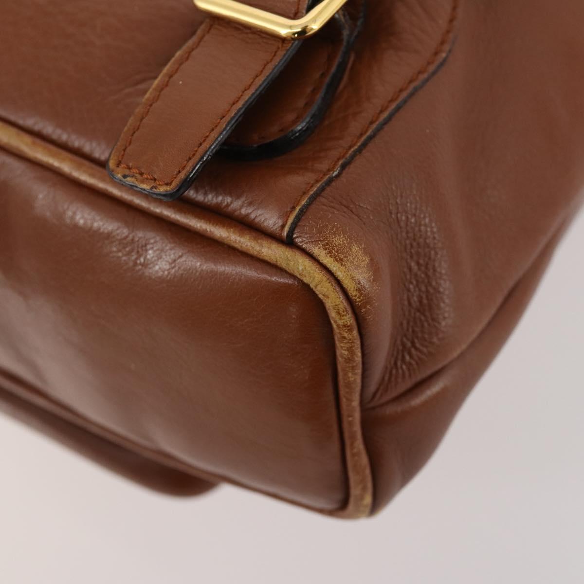 GUCCI Bamboo Backpack Leather Brown Gold 003 1705 0030 Auth BA10744