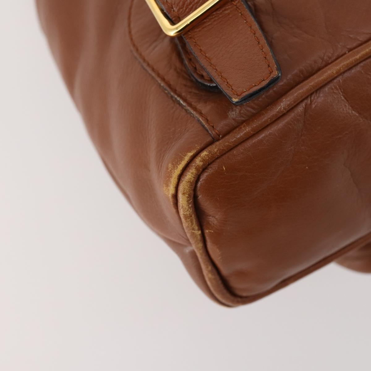 GUCCI Bamboo Backpack Leather Brown Gold 003 1705 0030 Auth BA10744