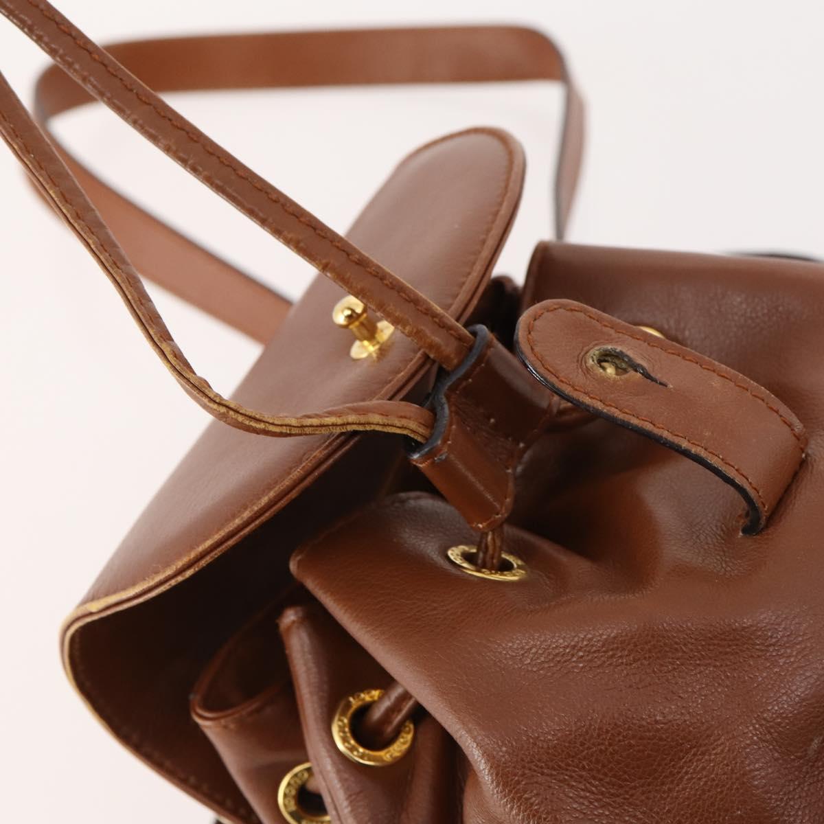 GUCCI Bamboo Backpack Leather Brown Gold 003 1705 0030 Auth BA10744