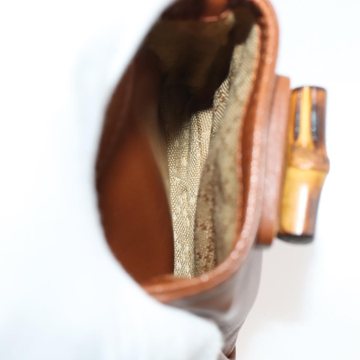 GUCCI Bamboo Backpack Leather Brown Gold 003 1705 0030 Auth BA10744