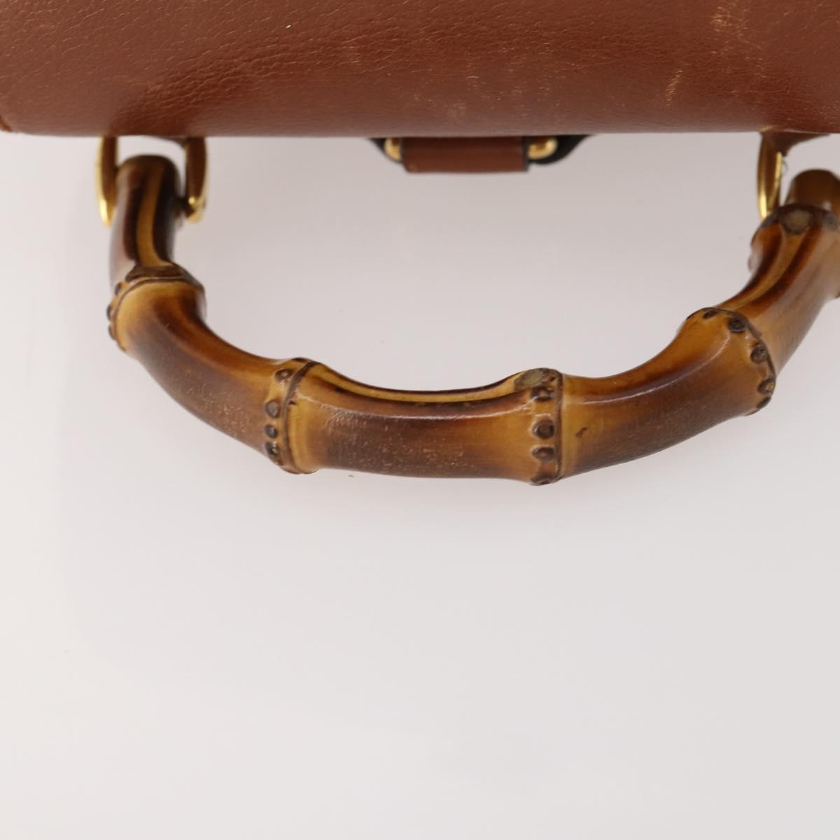 GUCCI Bamboo Backpack Leather Brown Gold 003 1705 0030 Auth BA10744
