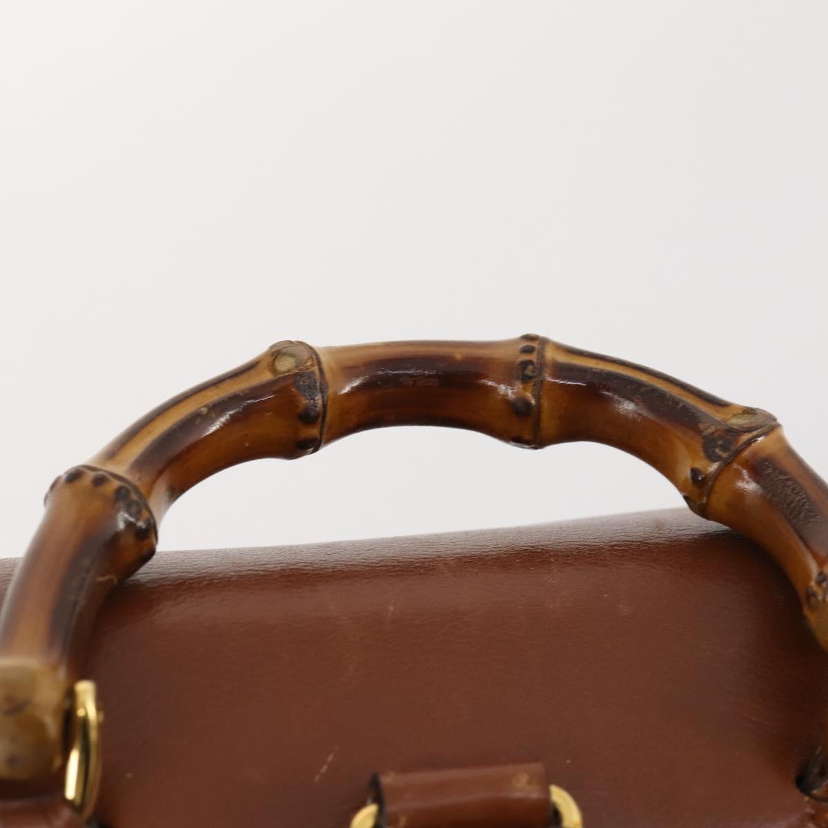 GUCCI Bamboo Backpack Leather Brown Gold 003 1705 0030 Auth BA10744