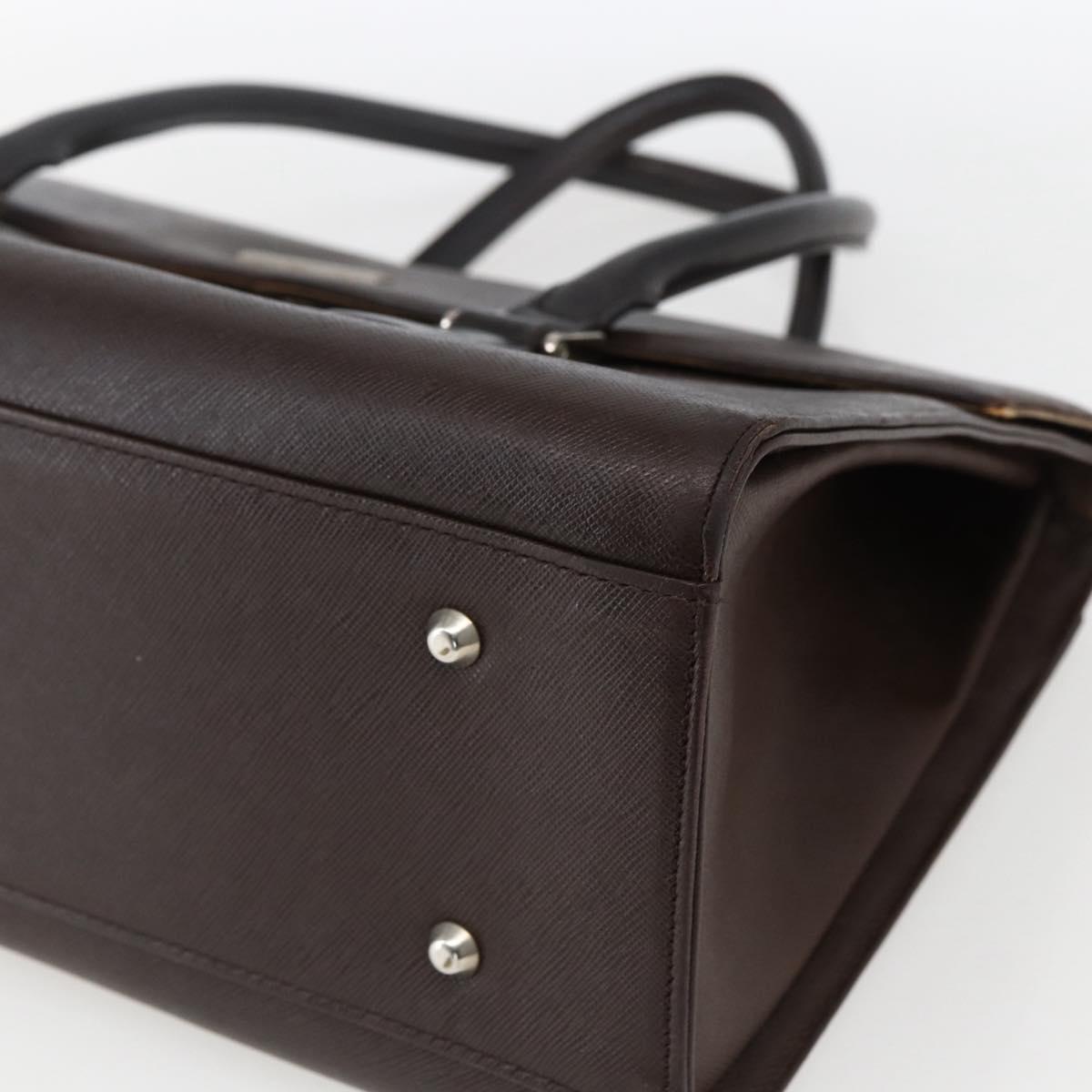 BURBERRY Hand Bag Leather Brown Silver Auth BA10747