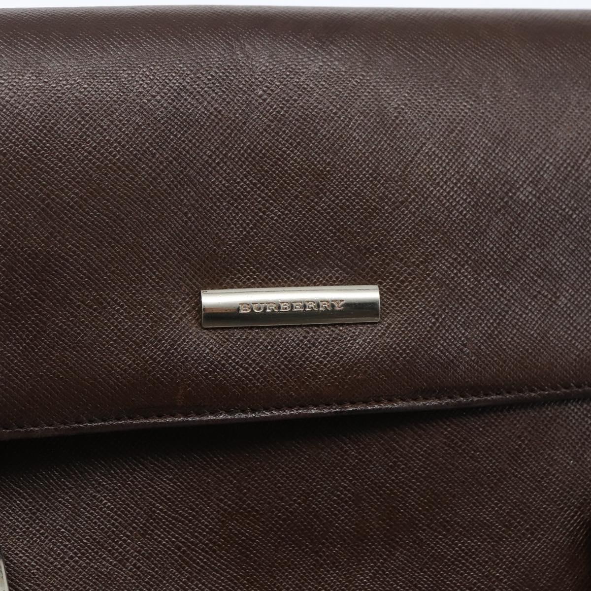 BURBERRY Hand Bag Leather Brown Silver Auth BA10747