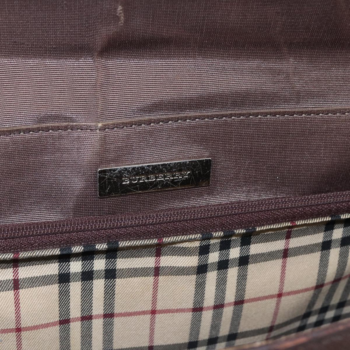 BURBERRY Hand Bag Leather Brown Silver Auth BA10747