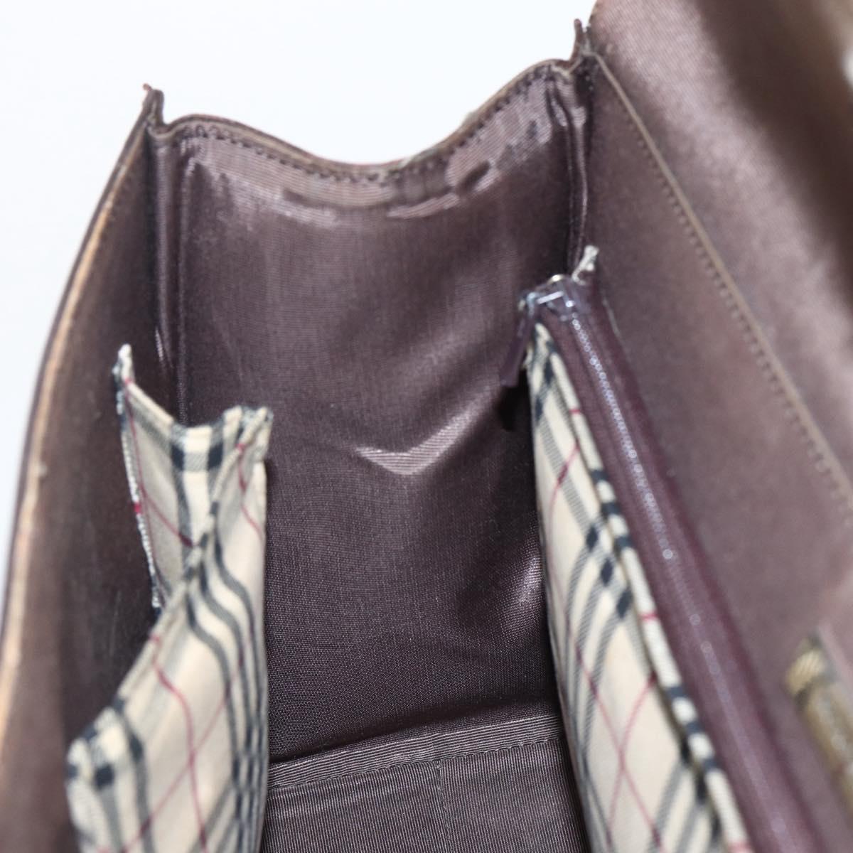 BURBERRY Hand Bag Leather Brown Silver Auth BA10747
