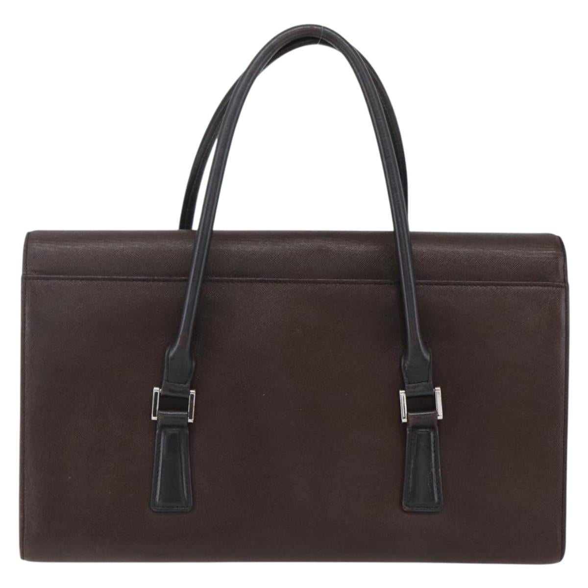 BURBERRY Hand Bag Leather Brown Silver Auth BA10747