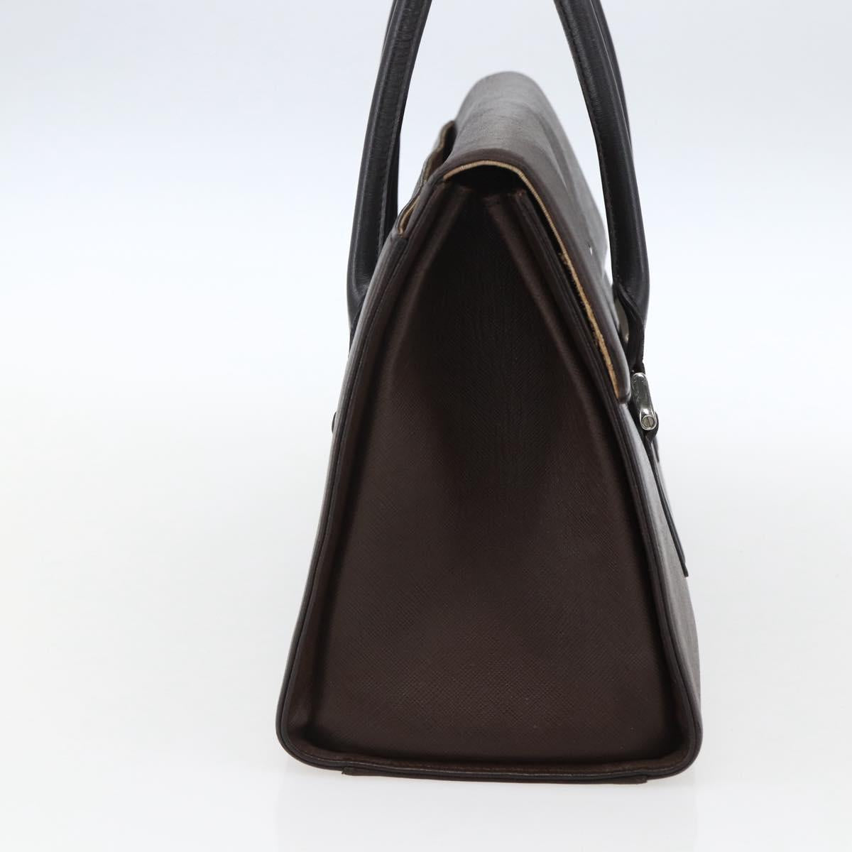 BURBERRY Hand Bag Leather Brown Silver Auth BA10747