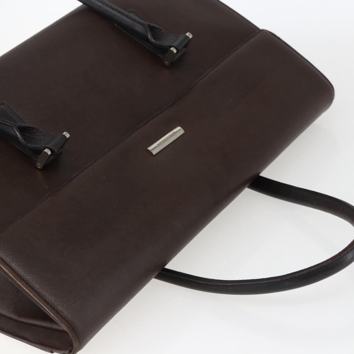 BURBERRY Hand Bag Leather Brown Silver Auth BA10747