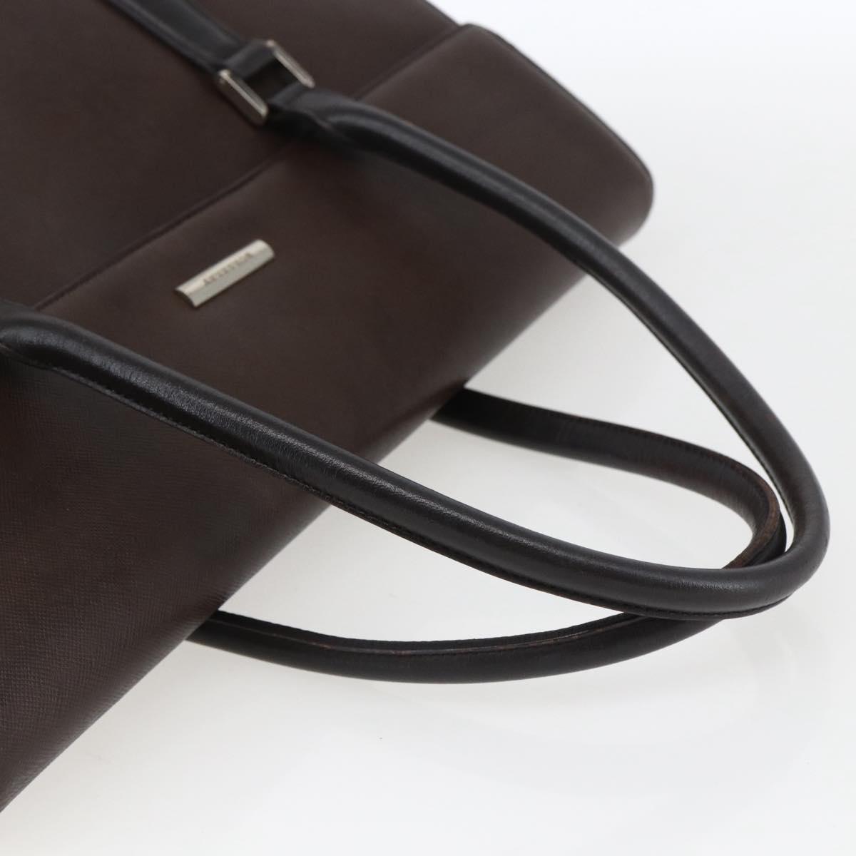 BURBERRY Hand Bag Leather Brown Silver Auth BA10747