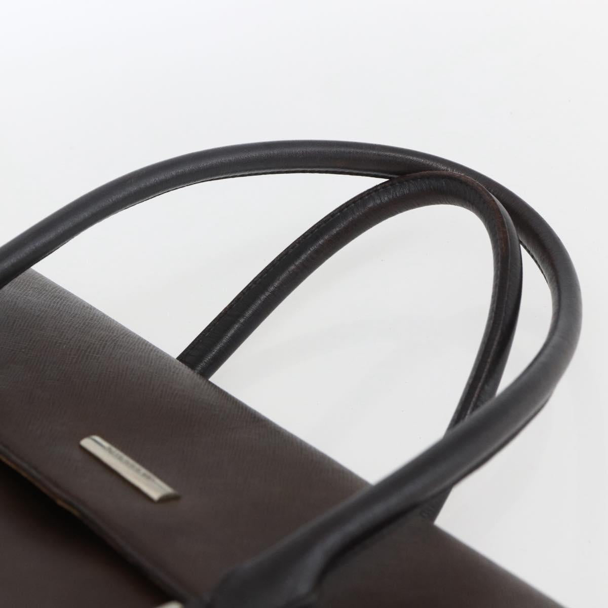 BURBERRY Hand Bag Leather Brown Silver Auth BA10747
