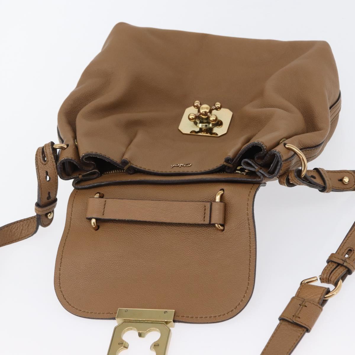 Chloe Elise Hand Bag Leather 2way Brown Gold Auth BA10748
