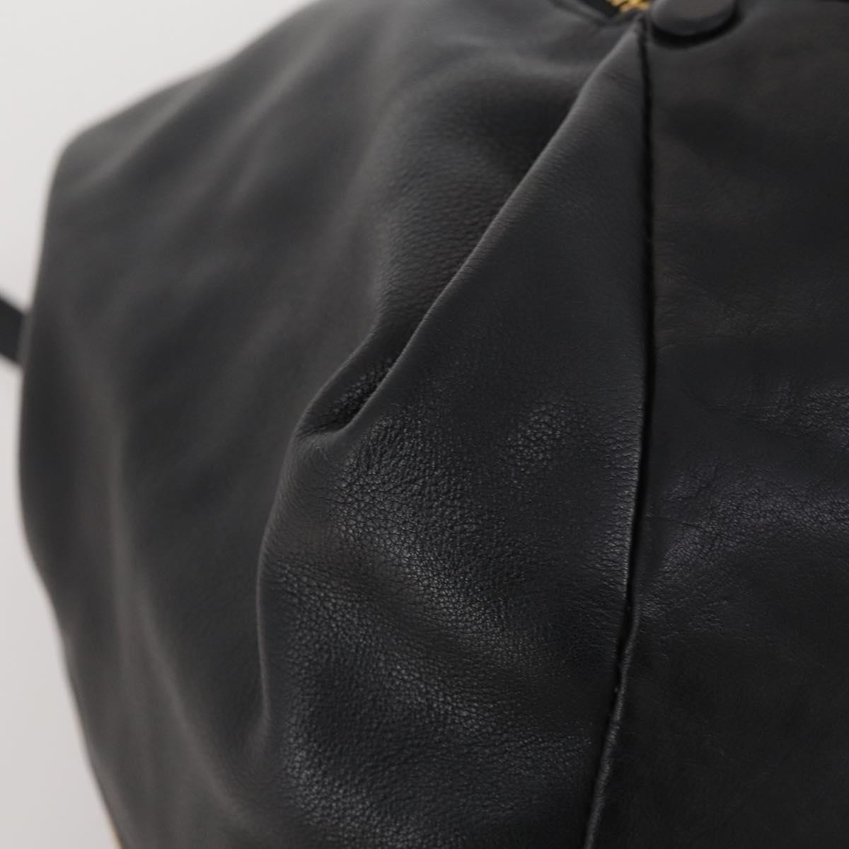 Gianni Versace Shoulder Bag Leather Black Gold Auth BA10749