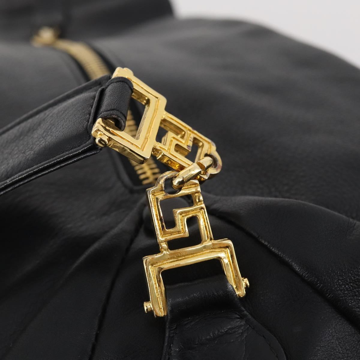 Gianni Versace Shoulder Bag Leather Black Gold Auth BA10749