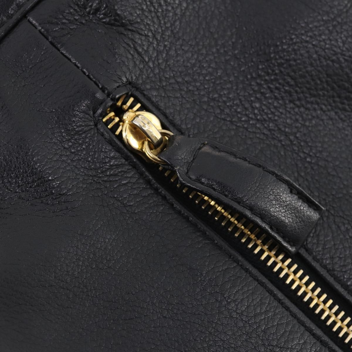 Gianni Versace Shoulder Bag Leather Black Gold Auth BA10749