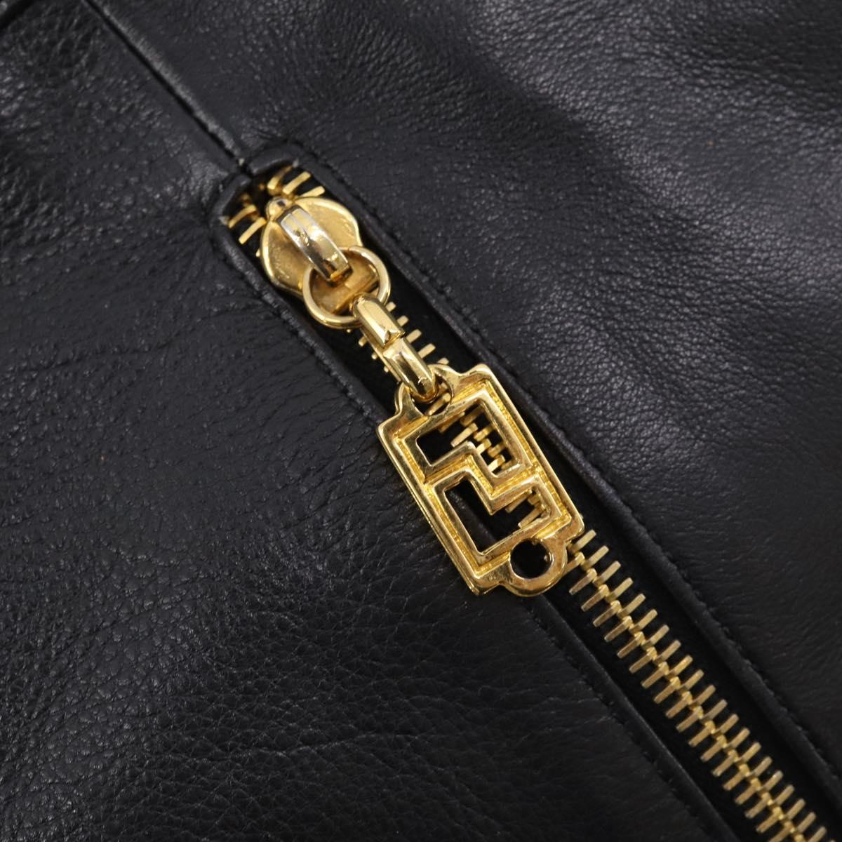 Gianni Versace Shoulder Bag Leather Black Gold Auth BA10749