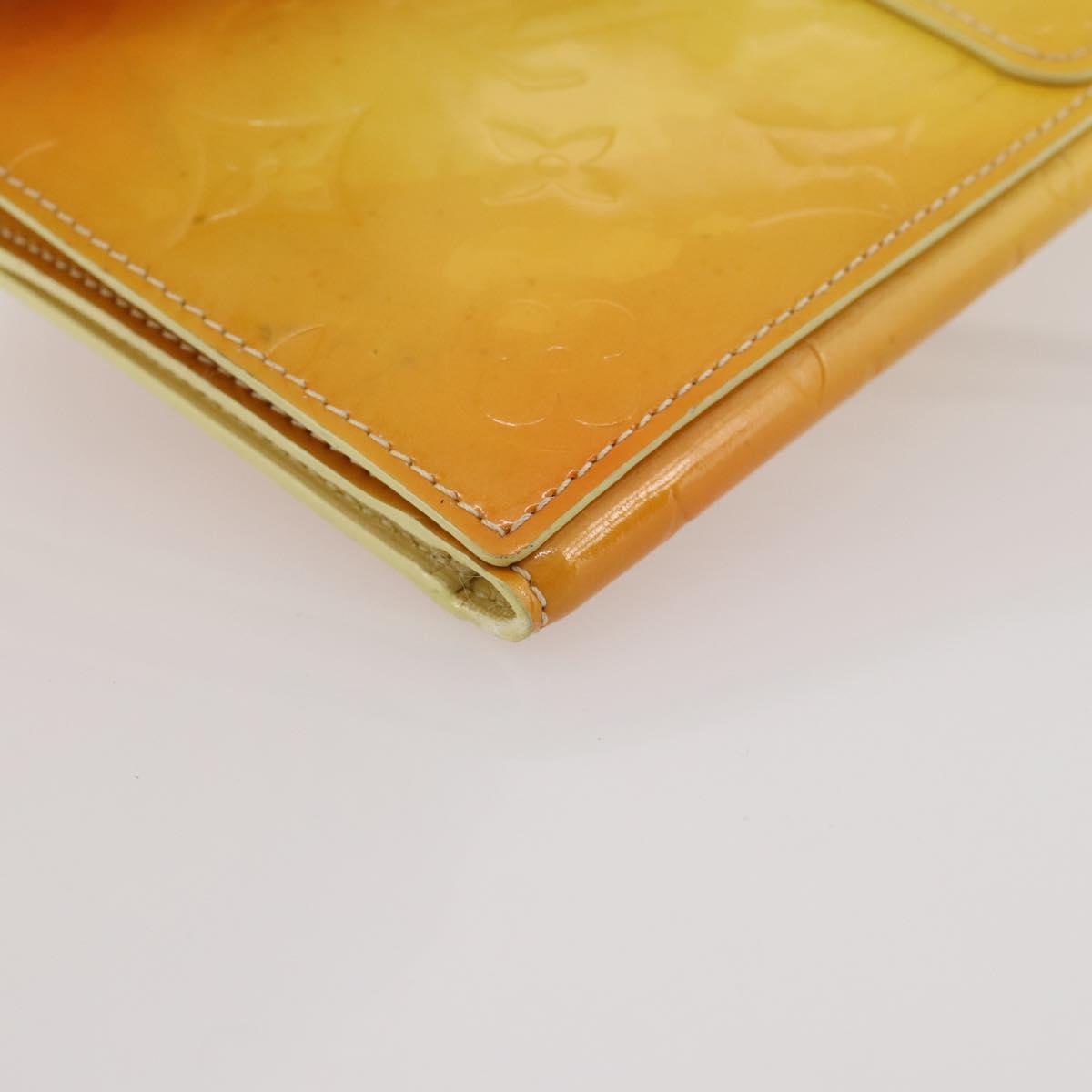 LOUIS VUITTON Monogram Vernis Walker Wallet Lime Yellow M91074 LV Auth BA10750
