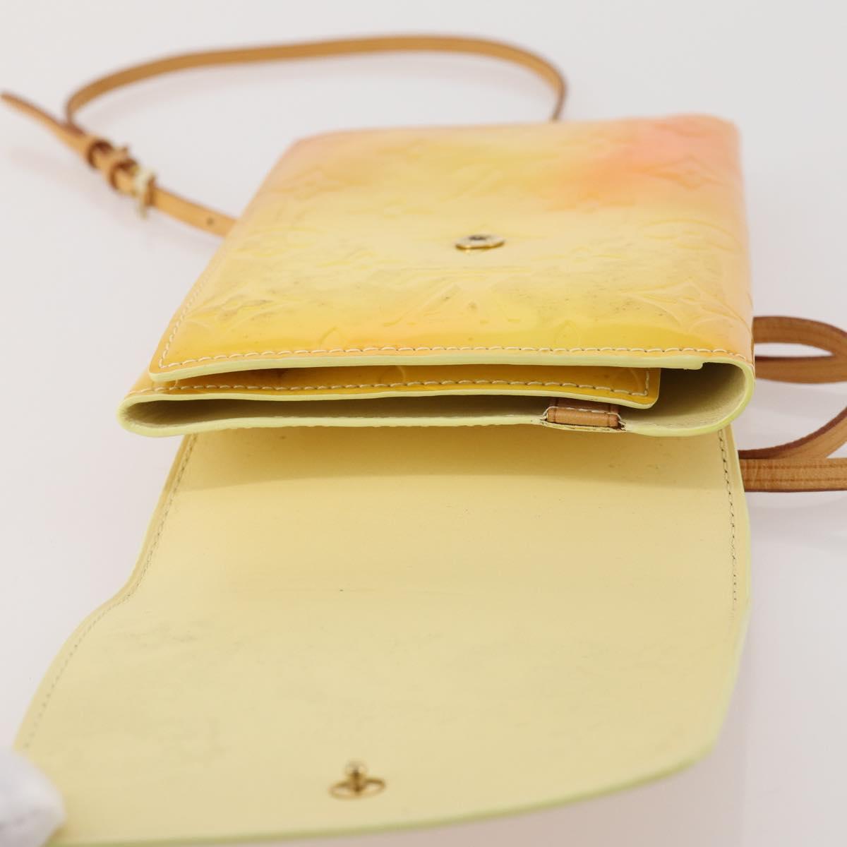 LOUIS VUITTON Monogram Vernis Walker Wallet Lime Yellow M91074 LV Auth BA10750