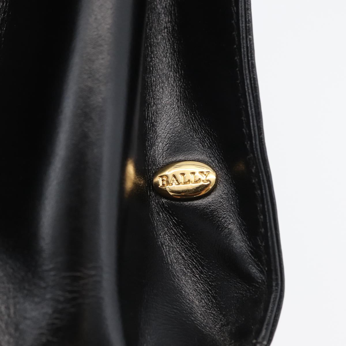 BALLY Hand Bag Leather 2way Black Gold Auth BA10754