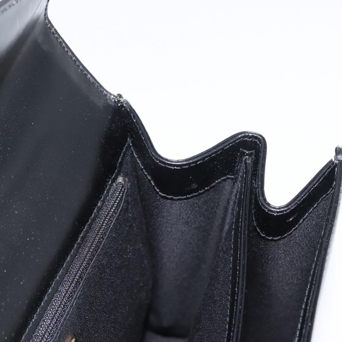 BALLY Hand Bag Leather 2way Black Gold Auth BA10754